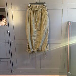 Free People Olive Green Cargo Pocket Adjustable Drawstring Midi Skirt